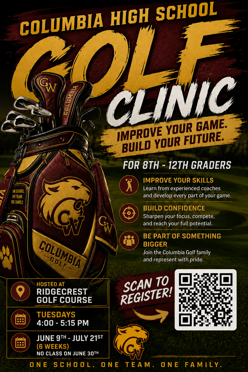 Columbia High School Summer Golf Clinic flyer